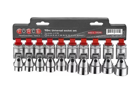1/2" Набор 6-гран. головок с карданом (коротких) (13-24мм) (10пр.) на планке 