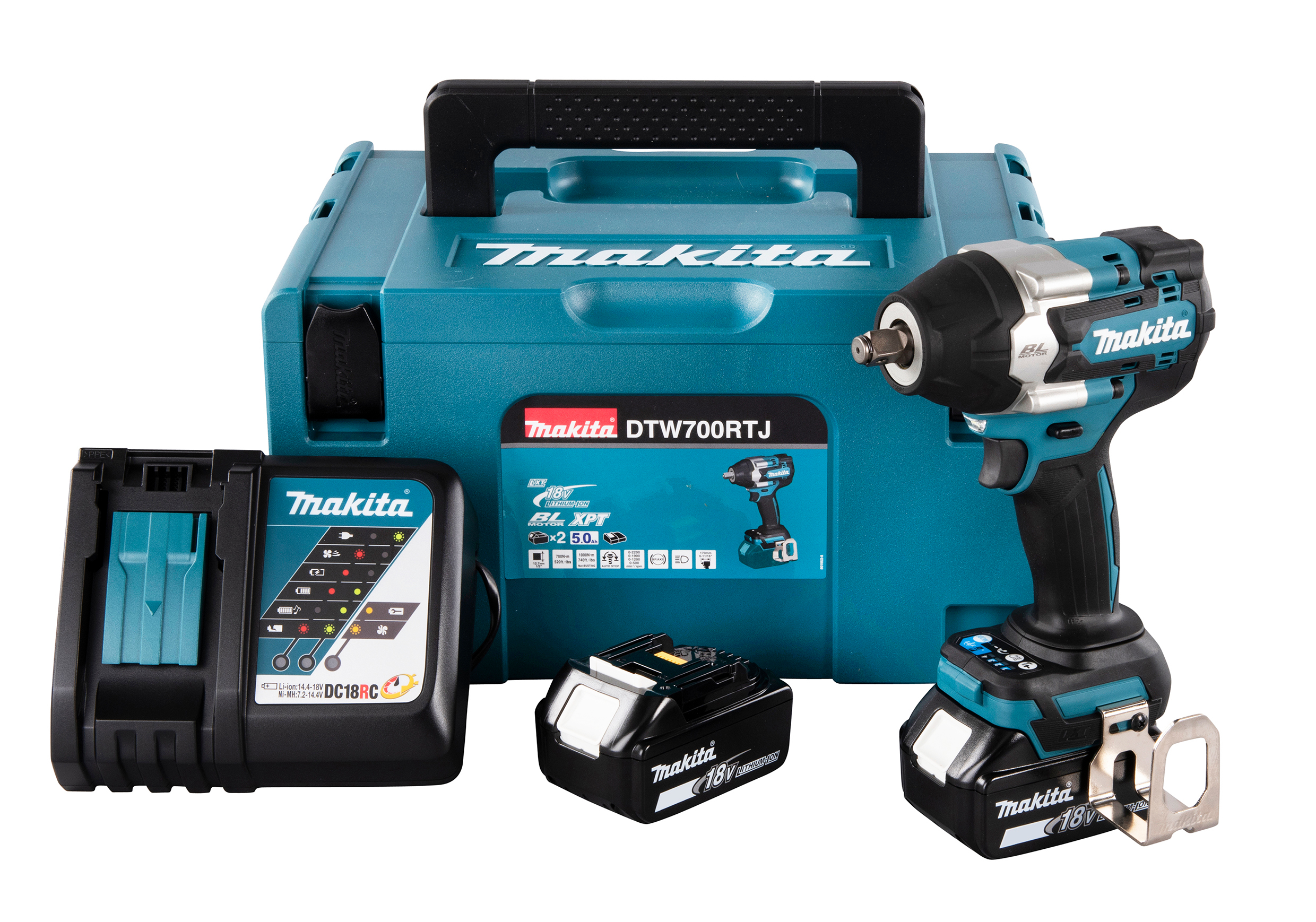 Makita DTW700RTJ Аккумуляторный ударный гайковерт 1/2" 700 Нм с бесщёточным двигателем