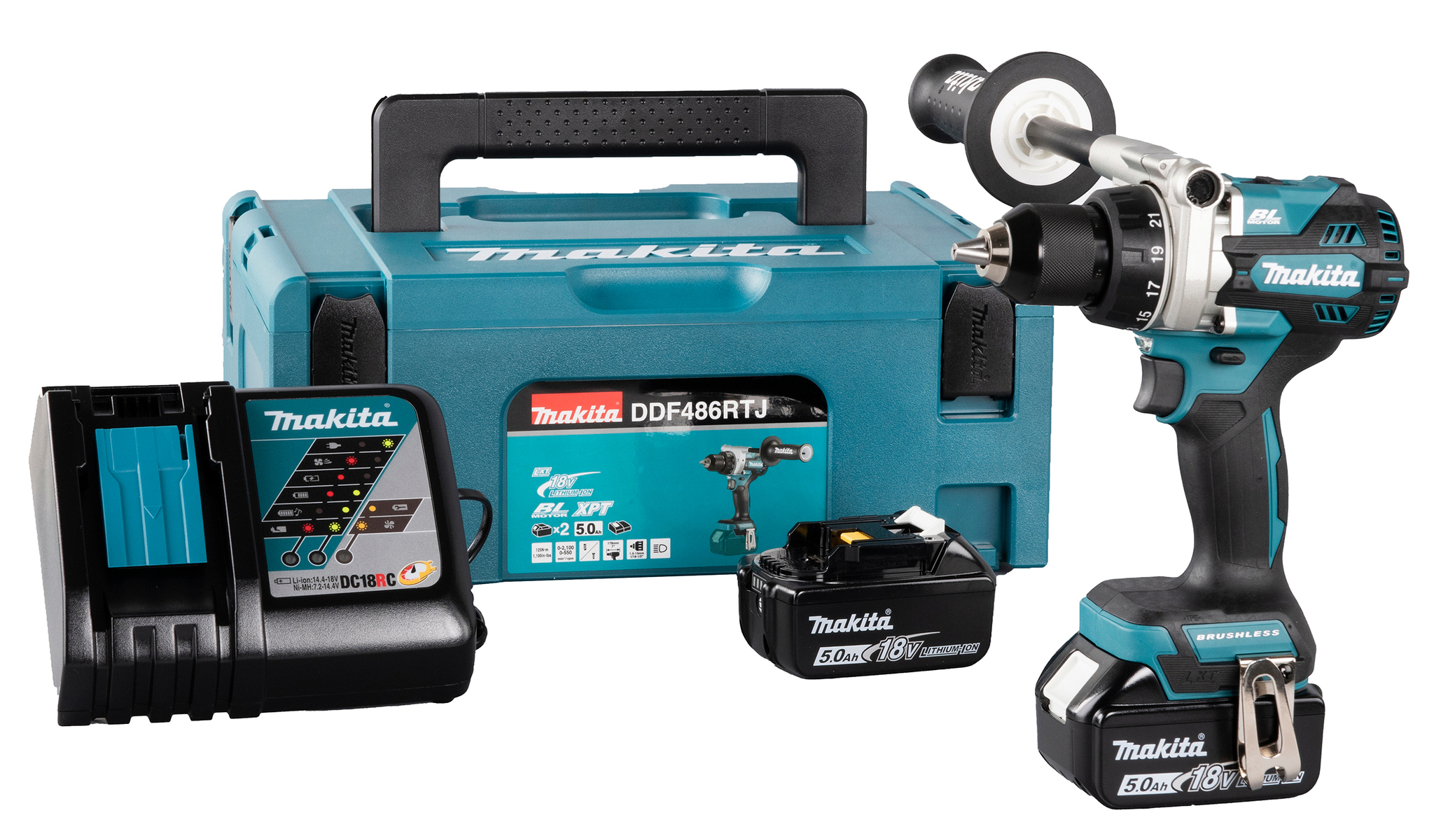 Makita DDF486RTJ Аккумуляторная дрель-шуруповёрт 130 Нм